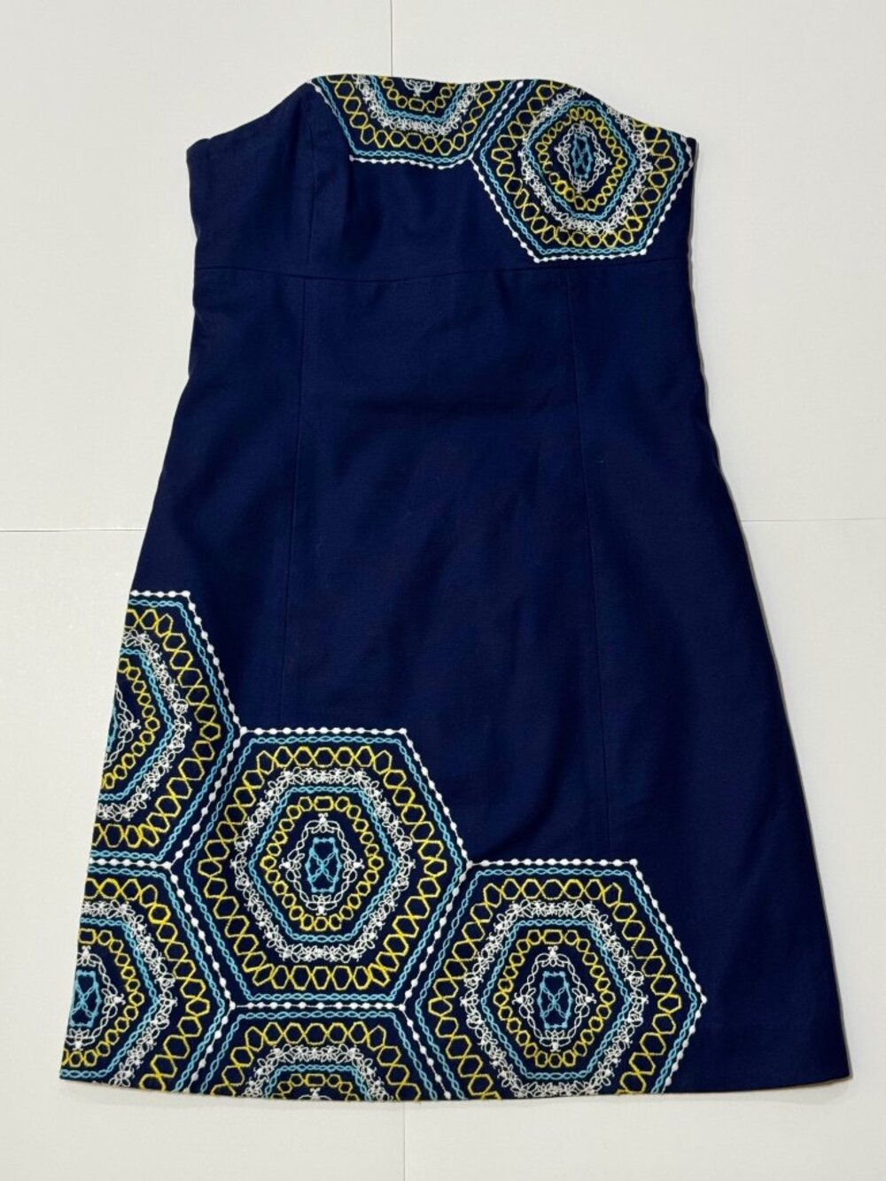Lilly Pulitzer Bowen Strapless Dress Blue Embroidered Cocktail Party Size 2 - Picture 2 of 12
